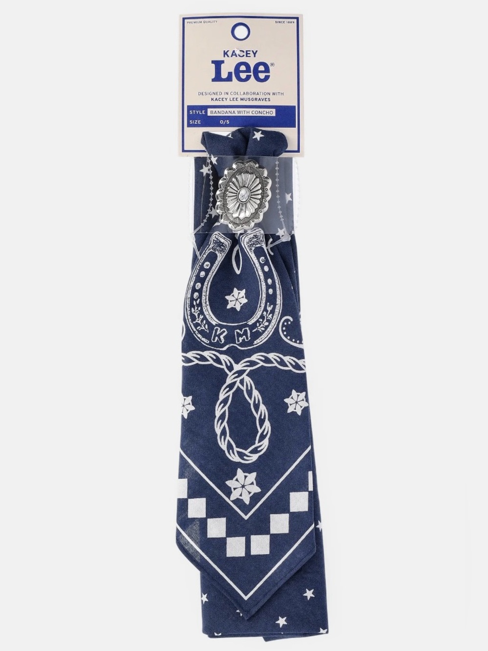 NWT Kacey Lee Musgraves Blue Western Bandana Concho 100% Cotton O/S